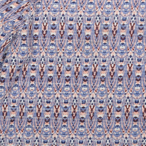 Debenhams Womens Blue Geometric Polyester Basic Blouse Size 8 Round Neck