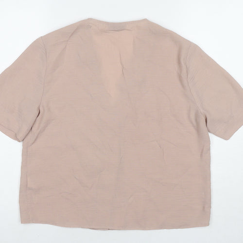 Topshop Womens Beige Polyester Basic Button-Up Size 10 V-Neck
