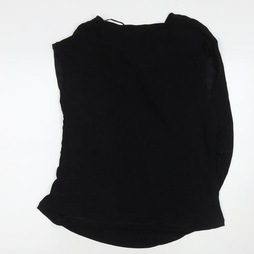 Marks and Spencer Womens Black Polyamide Basic Blouse Size 24 V-Neck