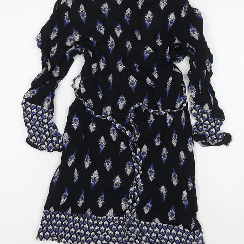 RJR.John Rocha Womens Black Geometric Polyester A-Line Size 12 Round Neck Pullover