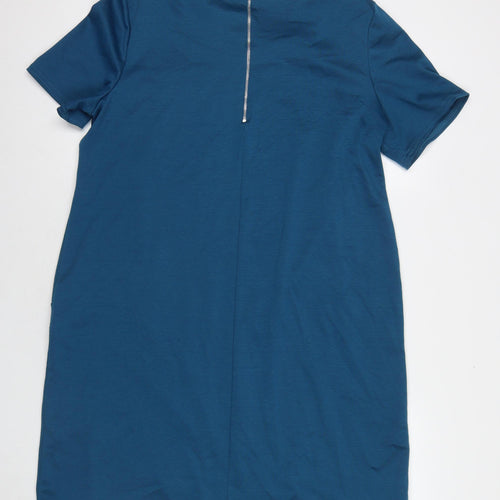 Wallis Womens Blue Polyester A-Line Size 18 Round Neck Zip