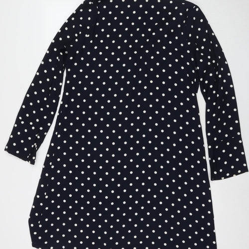 Marks and Spencer Womens Black Polka Dot Polyester A-Line Size 12 V-Neck Pullover