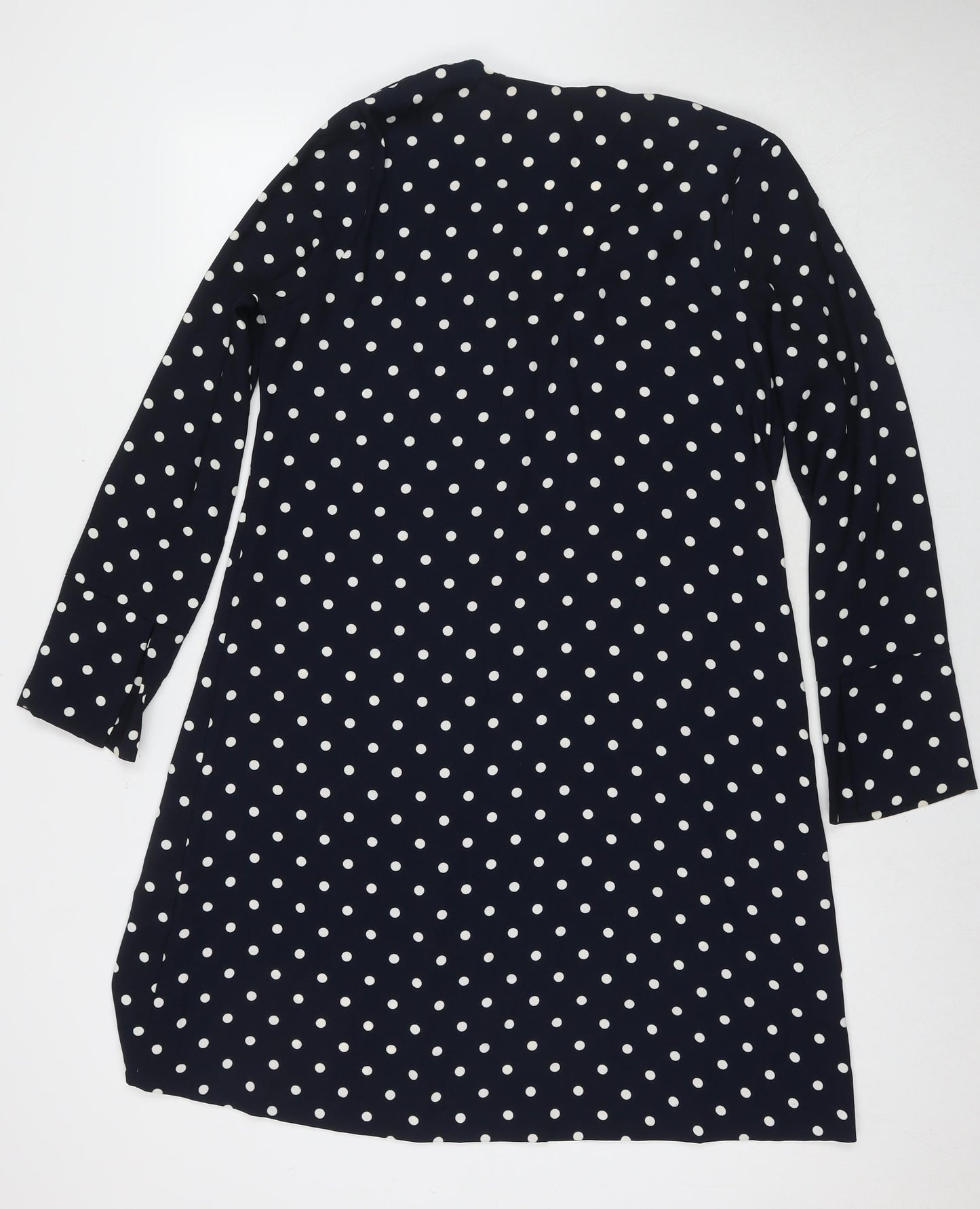 Marks and Spencer Womens Black Polka Dot Polyester A-Line Size 12 V-Neck Pullover