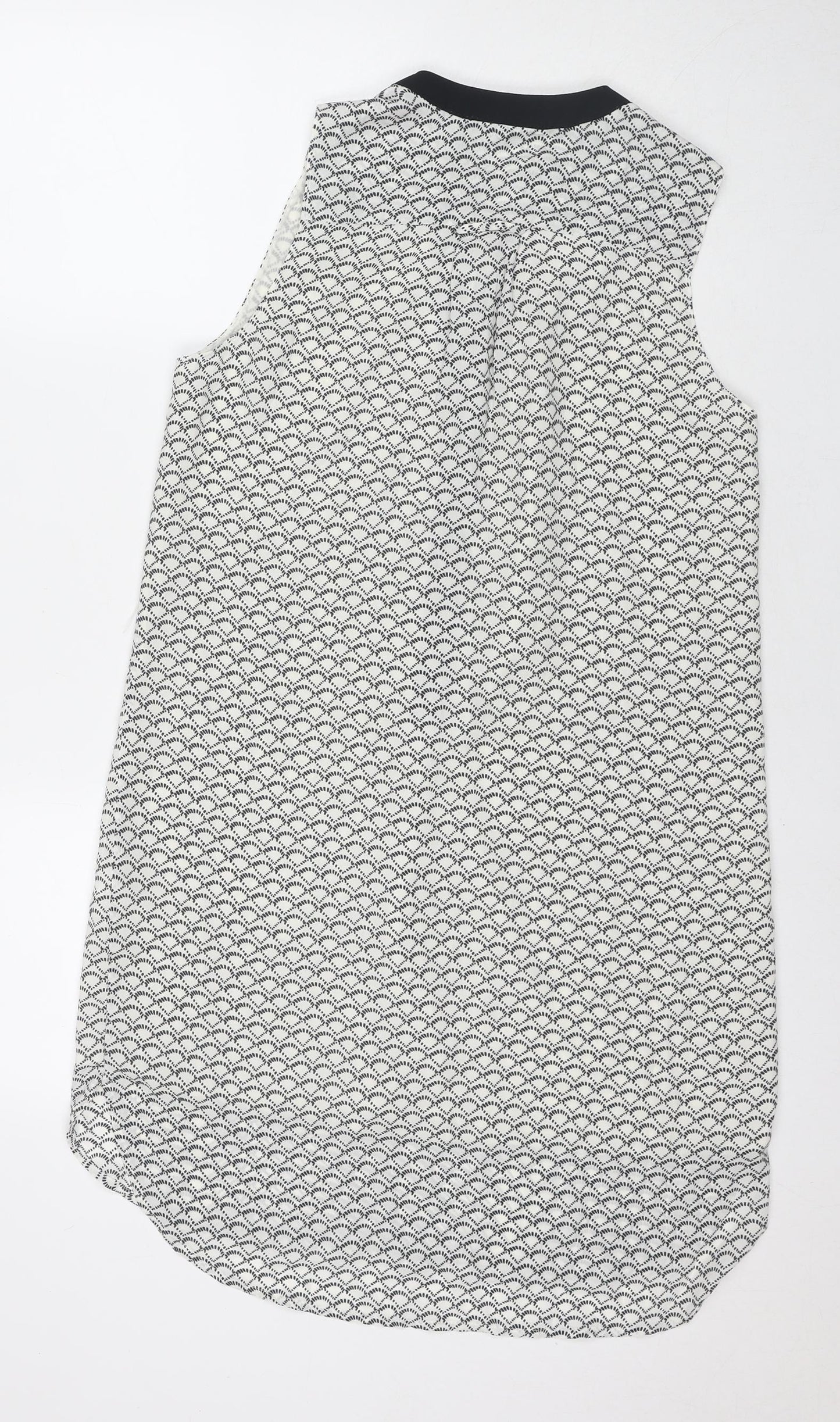 H&M Womens Black Geometric Polyester A-Line Size 10 V-Neck Pullover