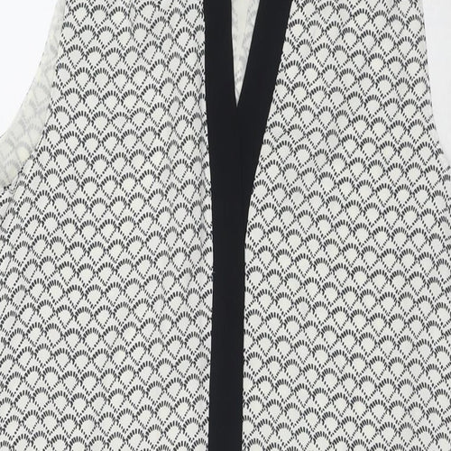 H&M Womens Black Geometric Polyester A-Line Size 10 V-Neck Pullover