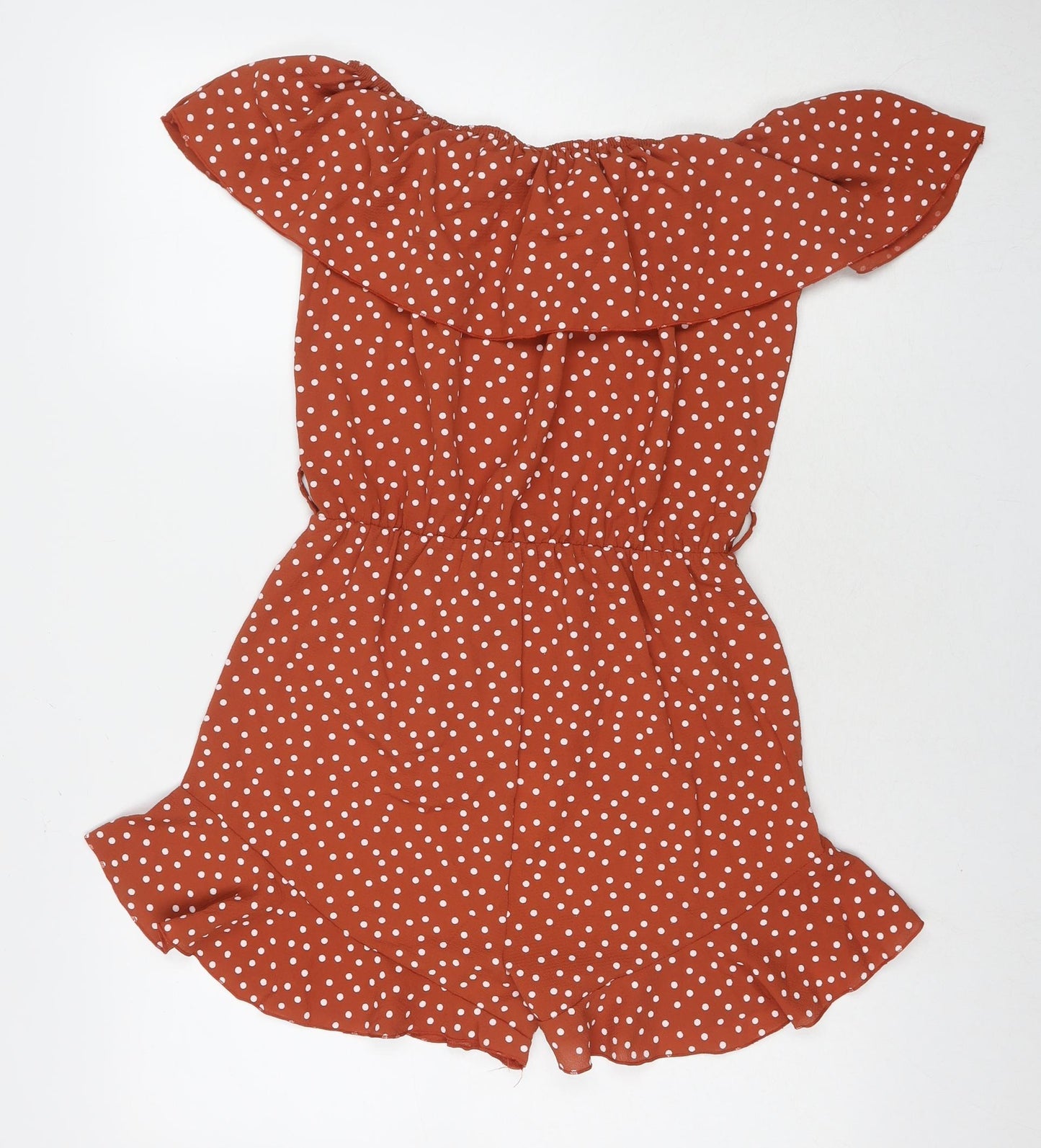 Quiz Womens Brown Polka Dot Polyester Playsuit One-Piece Size 12 L3 in Pullover