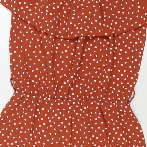 Quiz Womens Brown Polka Dot Polyester Playsuit One-Piece Size 12 L3 in Pullover