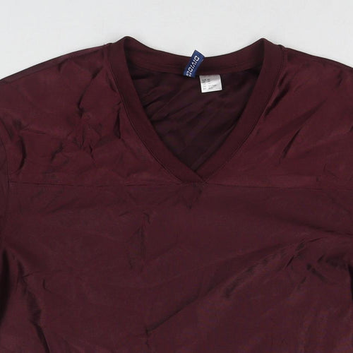 Divided by H&M Mens Brown Polyester T-Shirt Size XS V-Neck