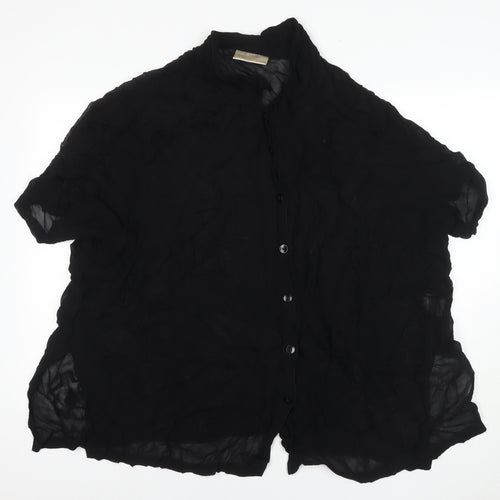 Ann Harvey Womens Black Floral Viscose Basic Button-Up Size 26 Collared - Size 26-28