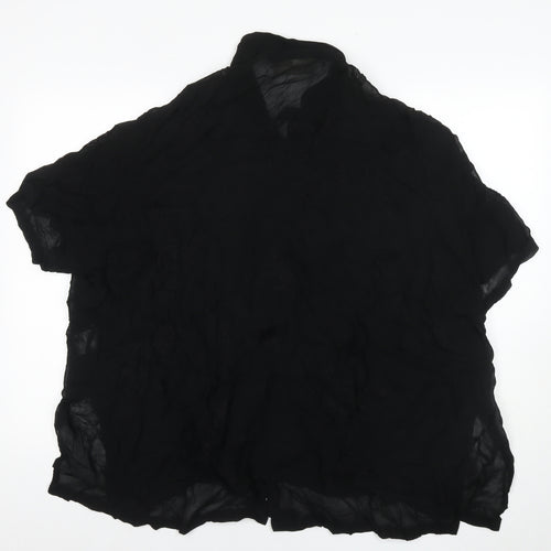 Ann Harvey Womens Black Floral Viscose Basic Button-Up Size 26 Collared - Size 26-28