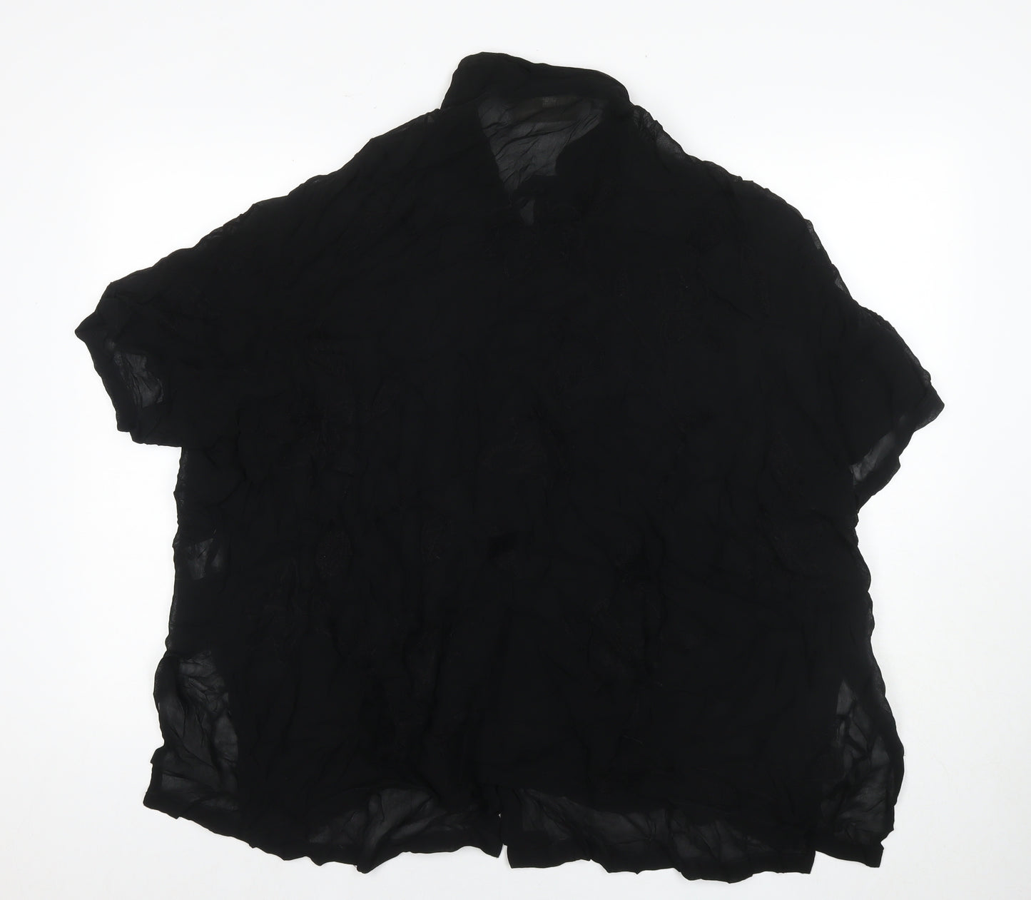 Ann Harvey Womens Black Floral Viscose Basic Button-Up Size 26 Collared - Size 26-28