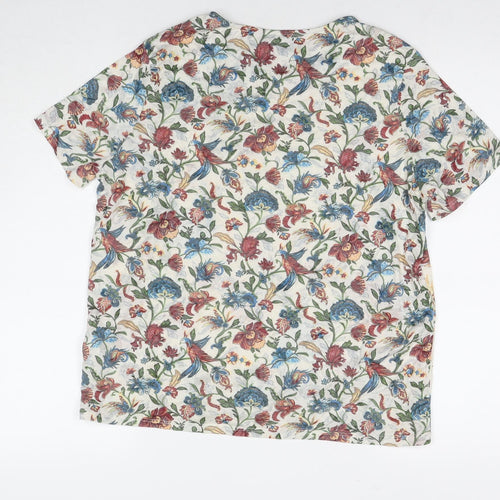 Per Una Womens Multicoloured Floral Polyester Basic T-Shirt Size 14 Round Neck