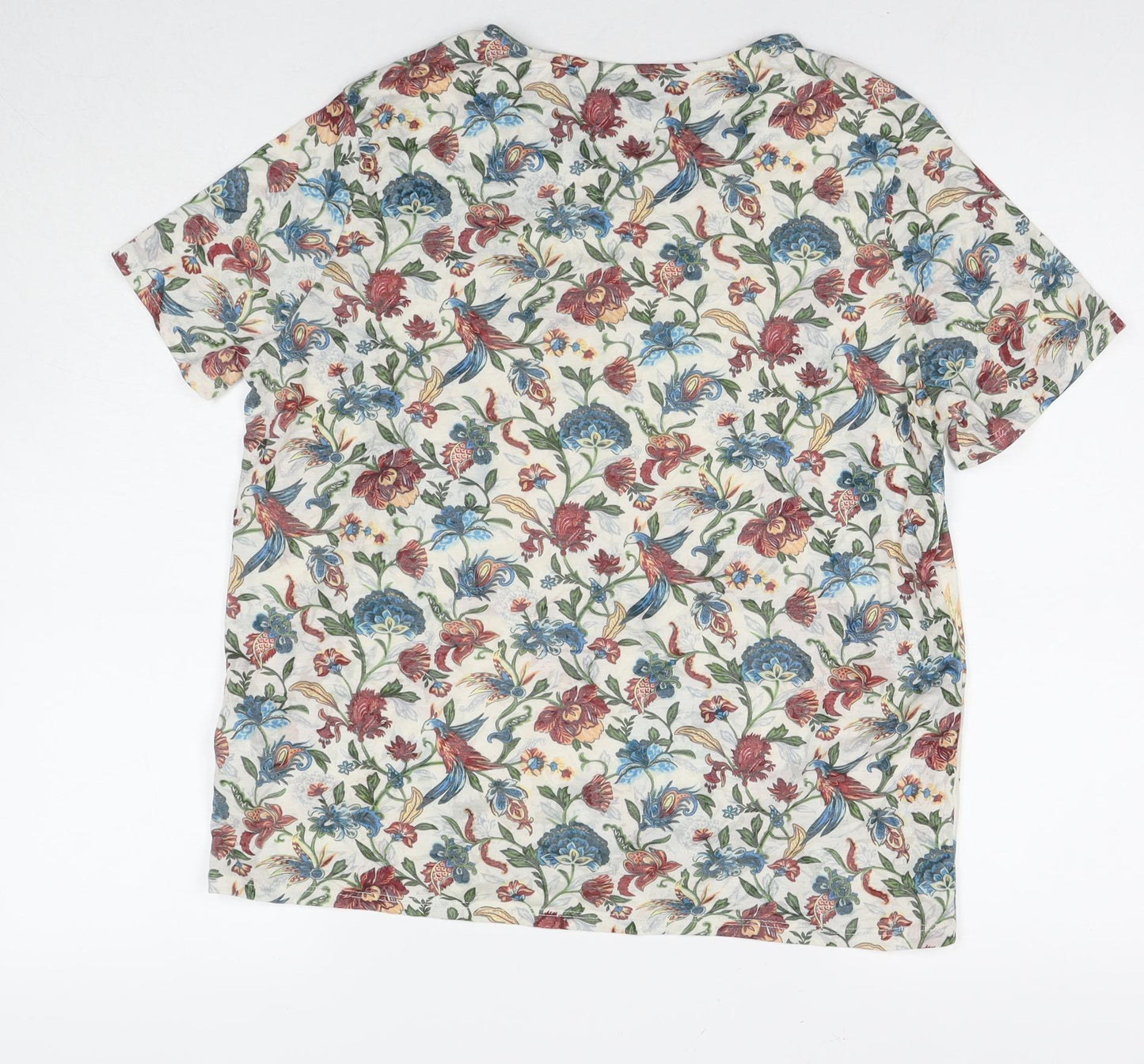 Per Una Womens Multicoloured Floral Polyester Basic T-Shirt Size 14 Round Neck