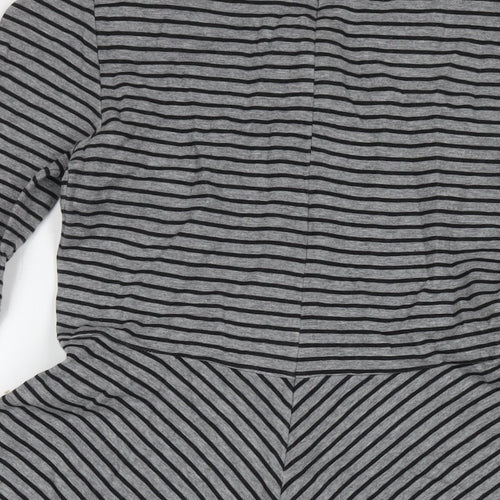 Gap Womens Grey Striped Cotton Jumper Dress Size 10 Round Neck Zip
