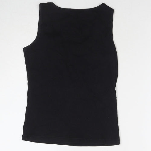 Provinciale Womens Black Cotton Basic Tank Size 12 Round Neck - Size 12-14