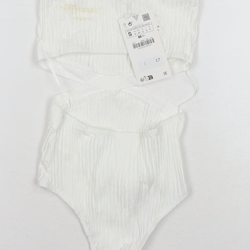 Zara Womens White Cotton Bodysuit One-Piece Size S Pullover