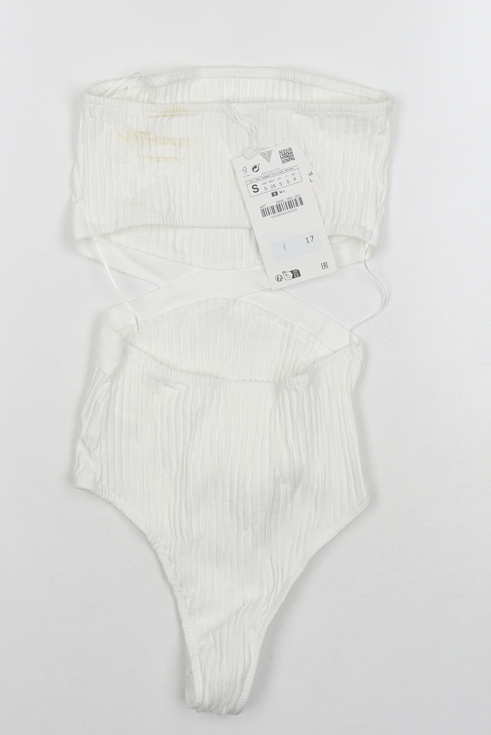 Zara Womens White Cotton Bodysuit One-Piece Size S Pullover