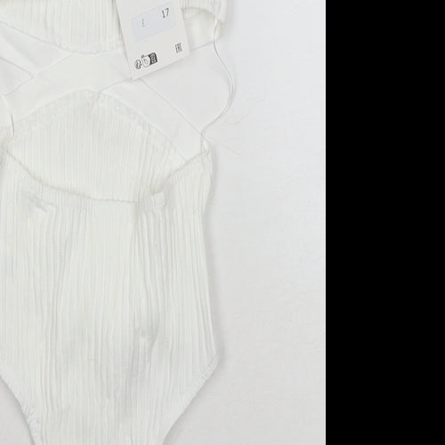 Zara Womens White Cotton Bodysuit One-Piece Size S Pullover