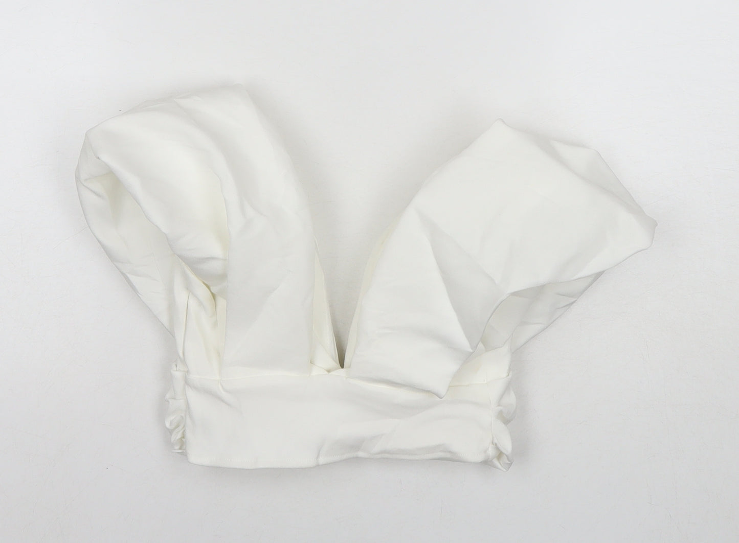 Zara Womens White Polyester Cropped Blouse Size 4 V-Neck