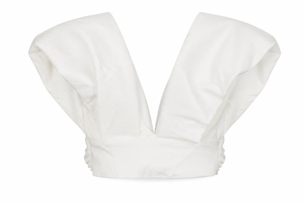 Front view of Zara women’s white polyester cropped blouse, size UK 4, v-neck