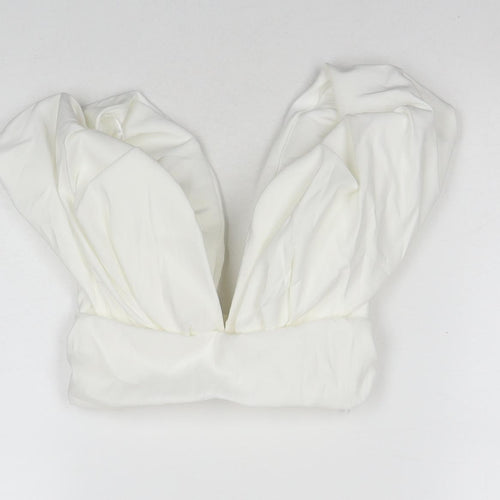 Zara Womens White Polyester Cropped Blouse Size 4 V-Neck