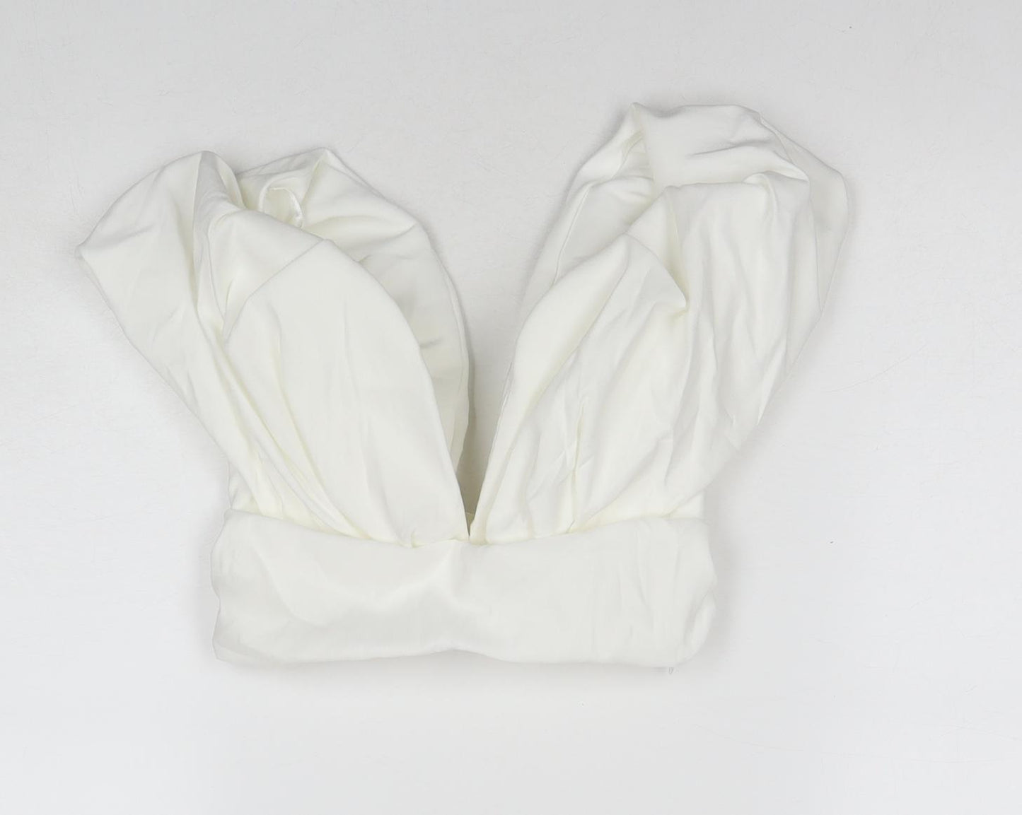 Zara Womens White Polyester Cropped Blouse Size 4 V-Neck