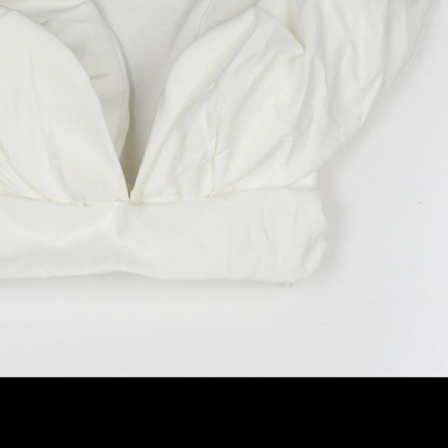 Zara Womens White Polyester Cropped Blouse Size 4 V-Neck