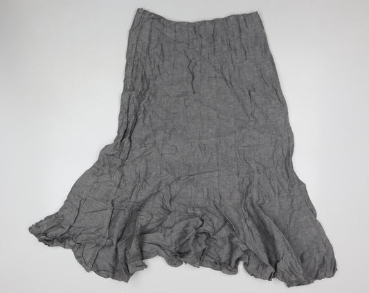 Per Una Womens Grey Linen Maxi Skirt Size 12 Zip