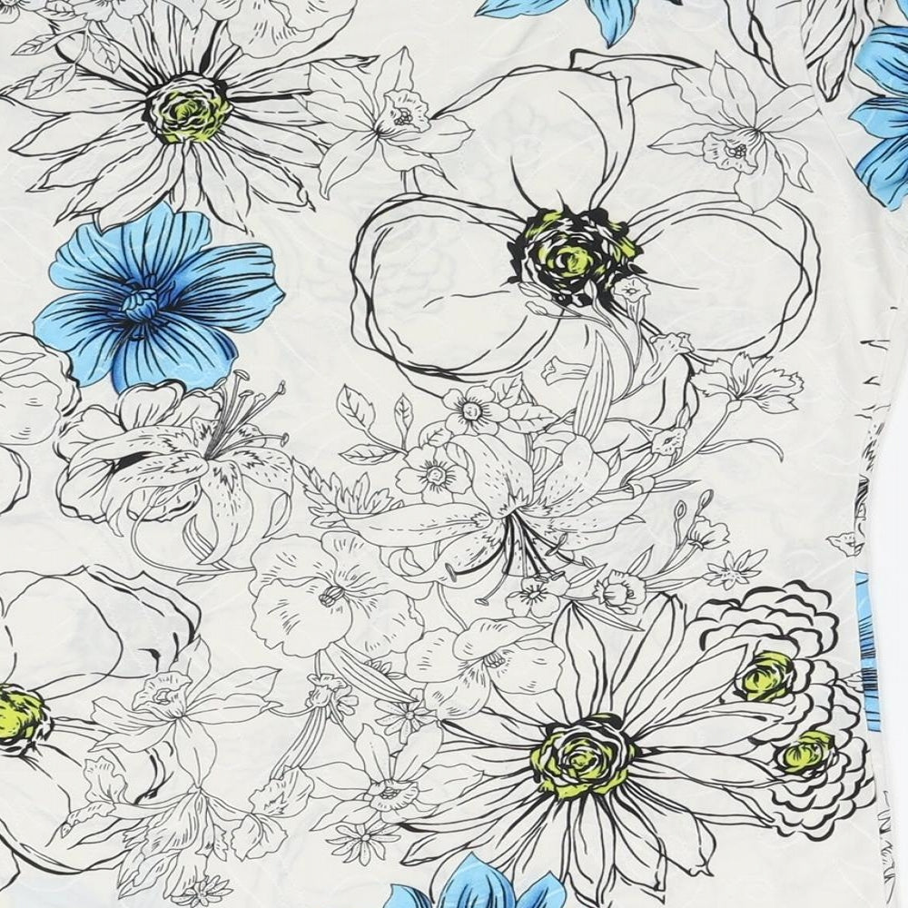 Perie Womens White Viscose Basic T-Shirt Size 12 Round Neck