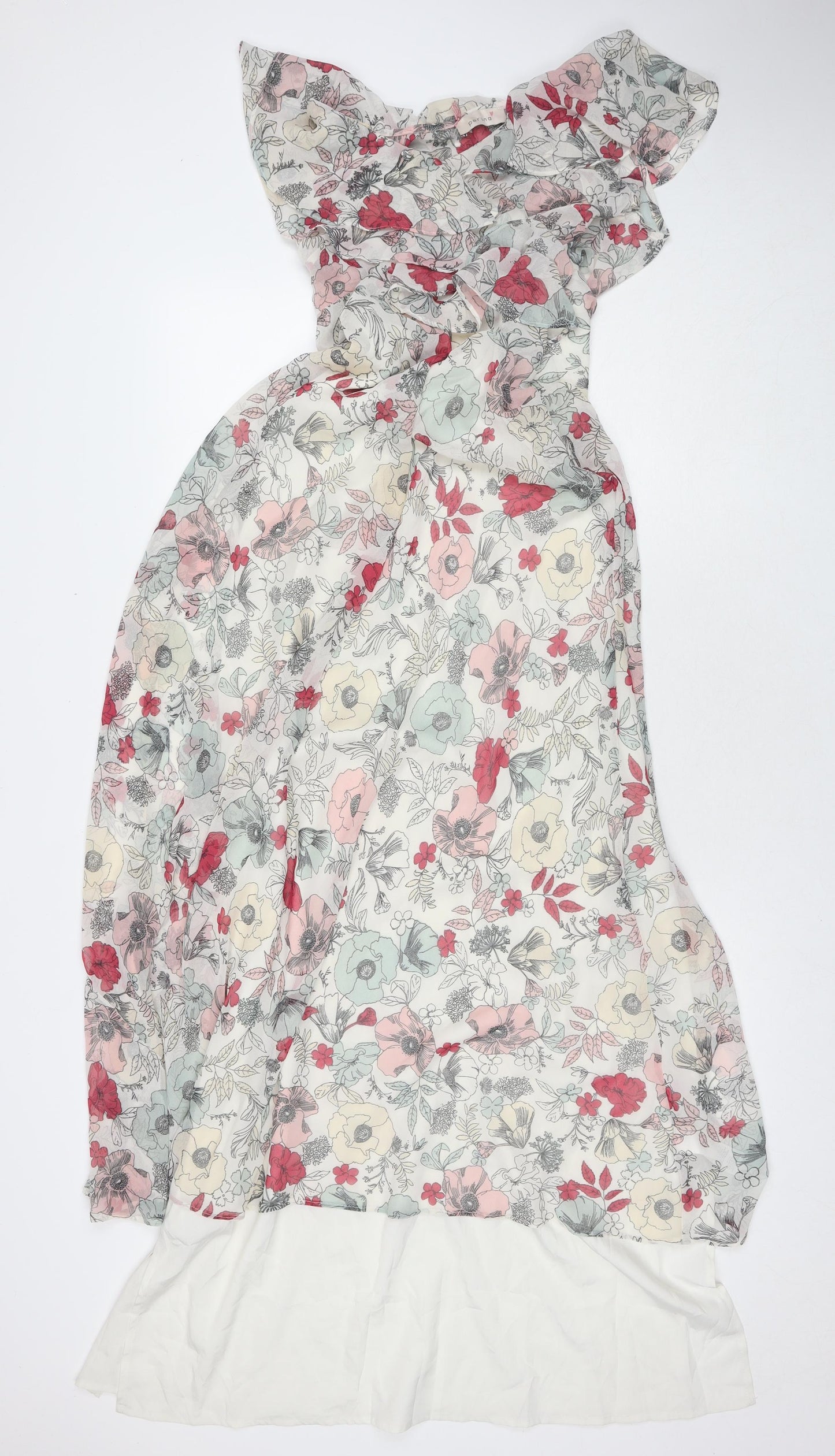 Marks and Spencer Womens Multicoloured Floral Polyester Maxi Size 8 V-Neck Zip