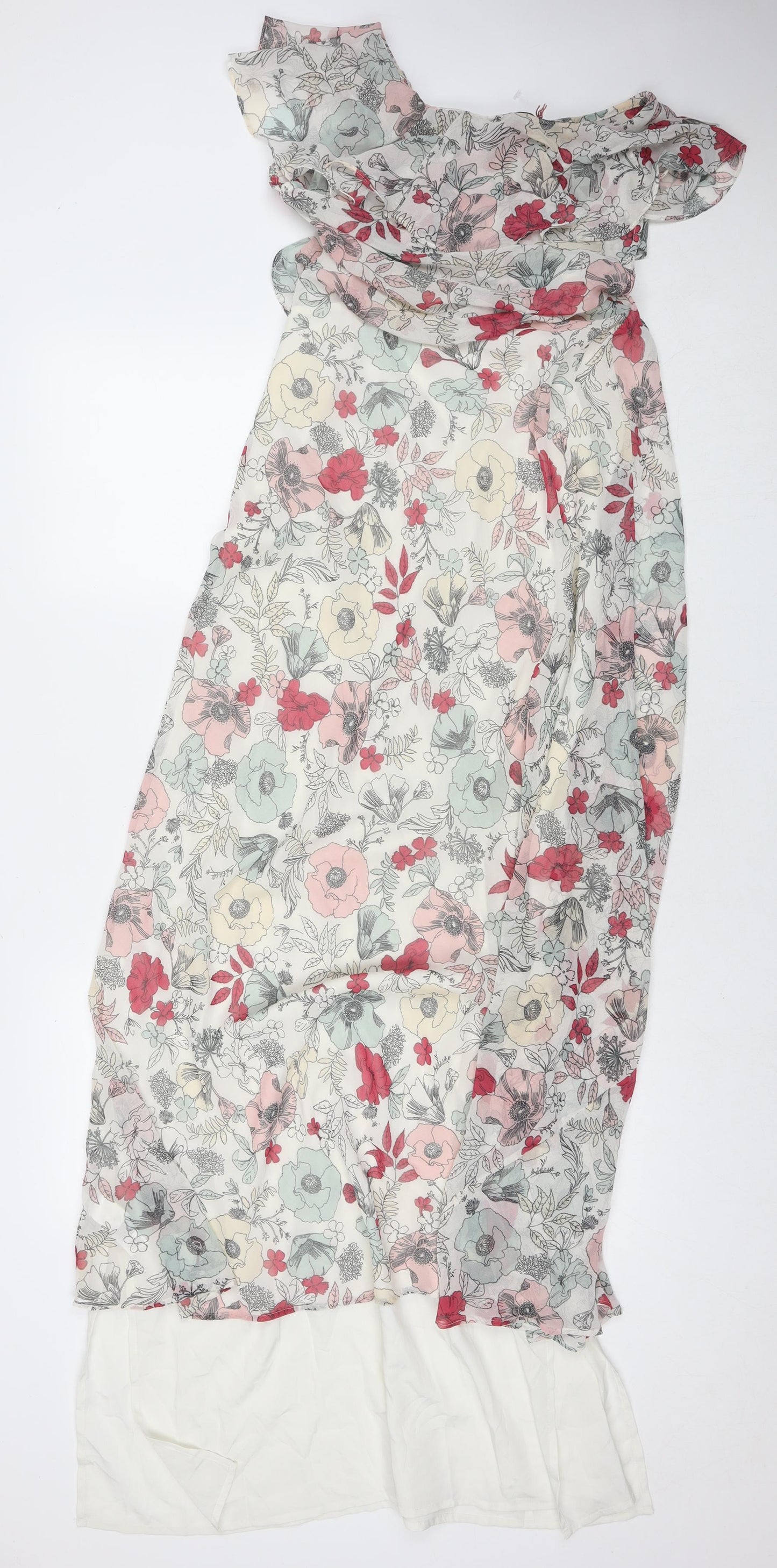 Marks and Spencer Womens Multicoloured Floral Polyester Maxi Size 8 V-Neck Zip