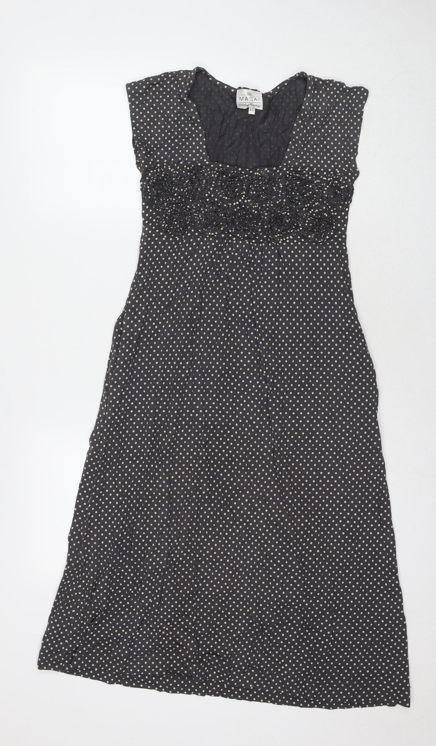 The Masai Womens Grey Polka Dot Viscose A-Line Size XS Round Neck Pullover