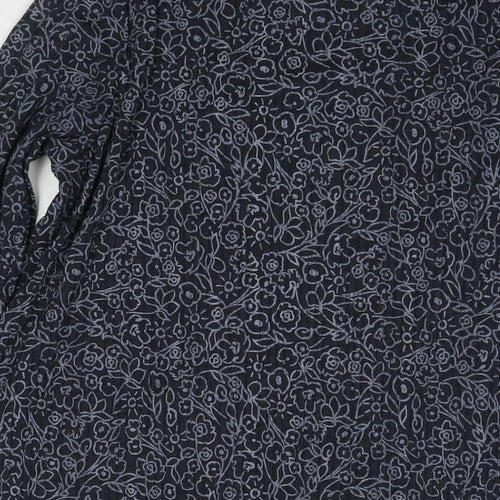 Marks and Spencer Womens Blue Floral Cotton Jumper Dress Size 18 Round Neck Pullover