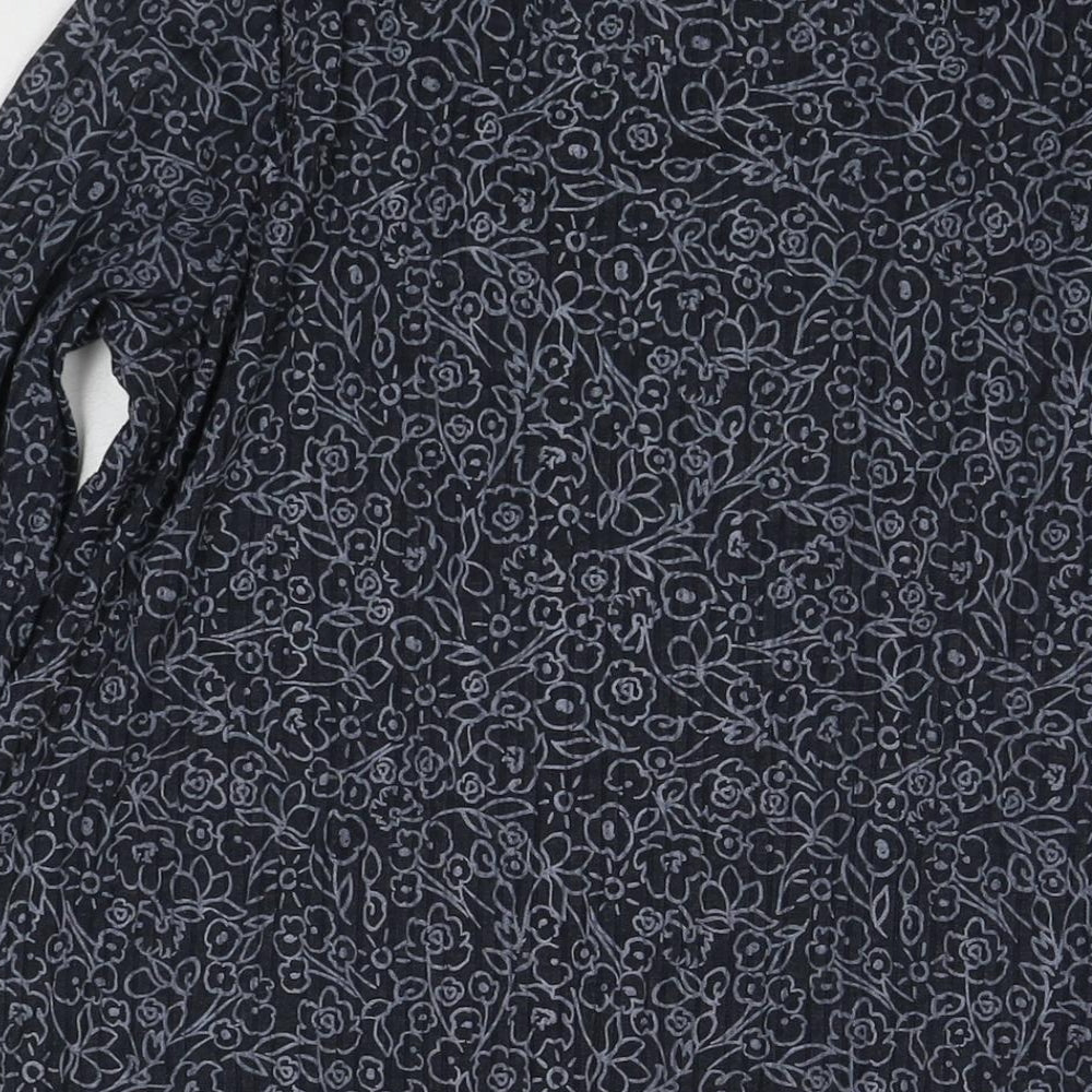 Marks and Spencer Womens Blue Floral Cotton Jumper Dress Size 18 Round Neck Pullover