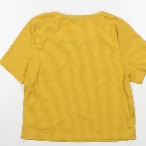 Select Womens Yellow Polyester Basic T-Shirt Size 14 Round Neck
