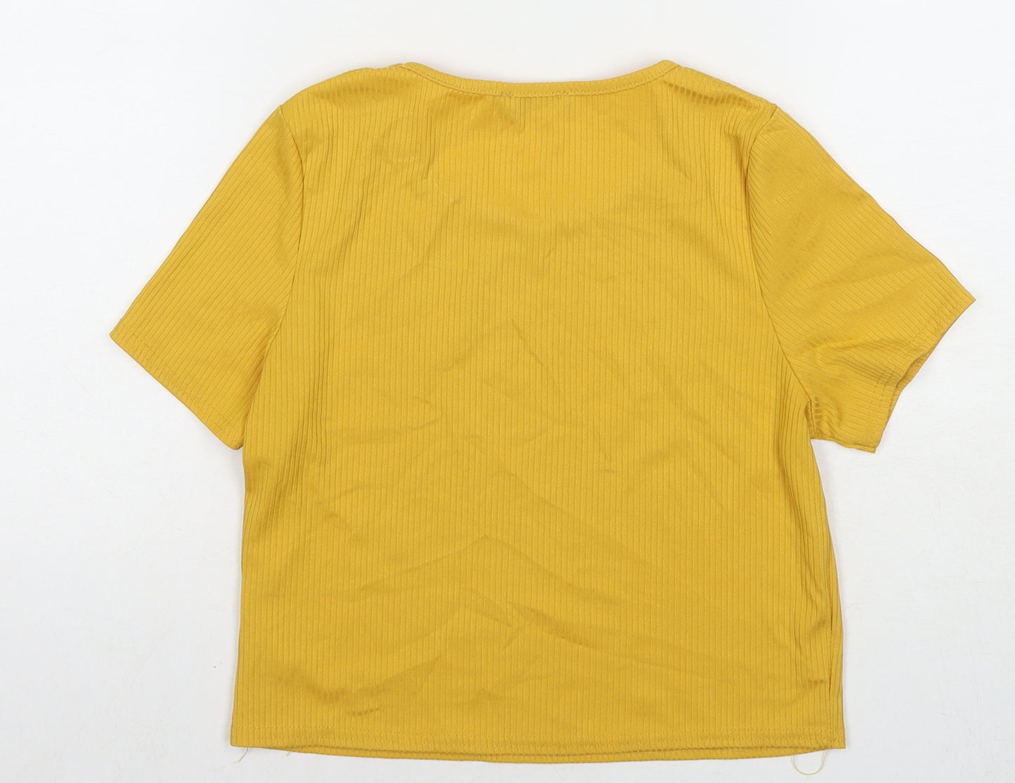 Select Womens Yellow Polyester Basic T-Shirt Size 14 Round Neck
