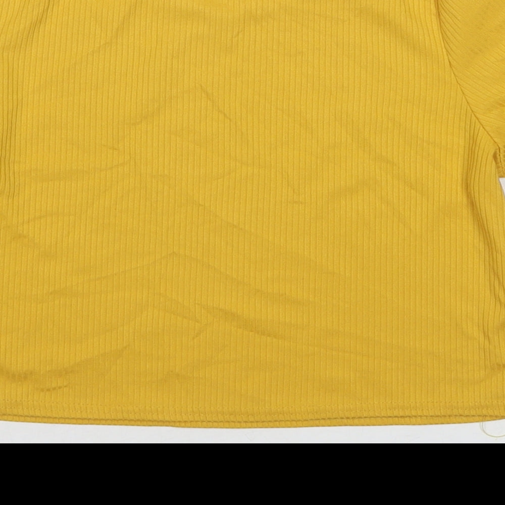 Select Womens Yellow Polyester Basic T-Shirt Size 14 Round Neck