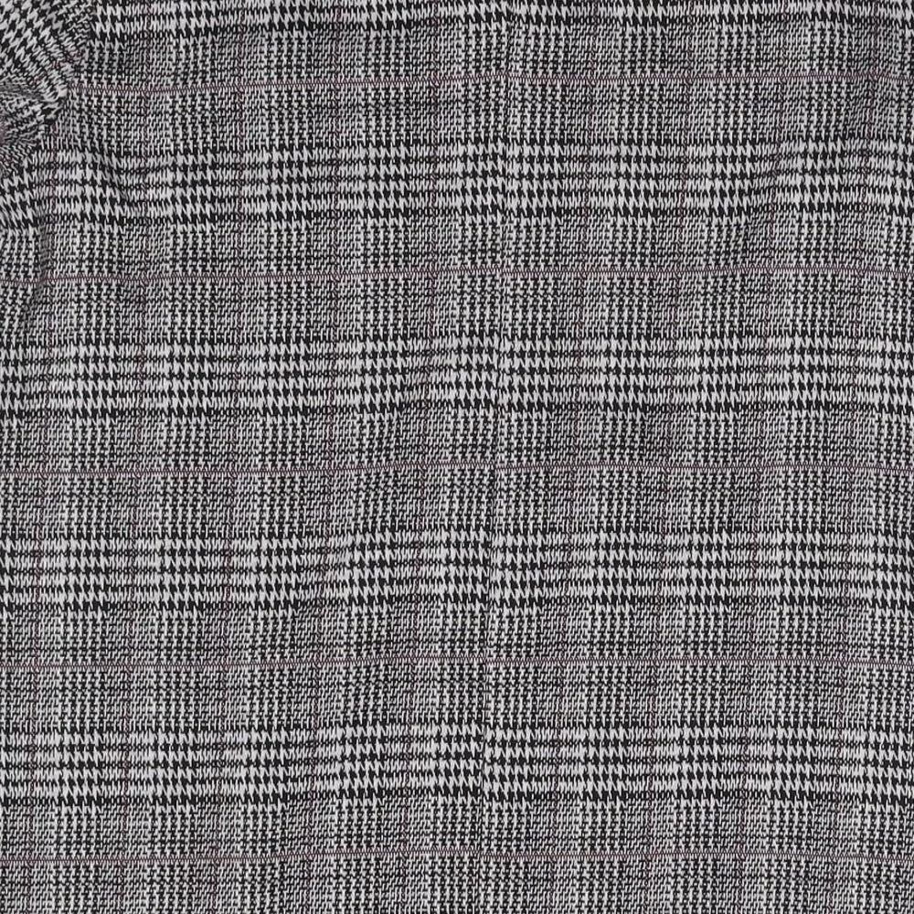 Dorothy Perkins Womens Grey Check Polyester A-Line Size 14 Round Neck Button