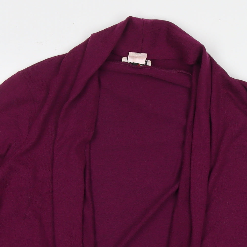 Kim&Co Womens Purple V-Neck Polyester Cardigan Jumper Size M