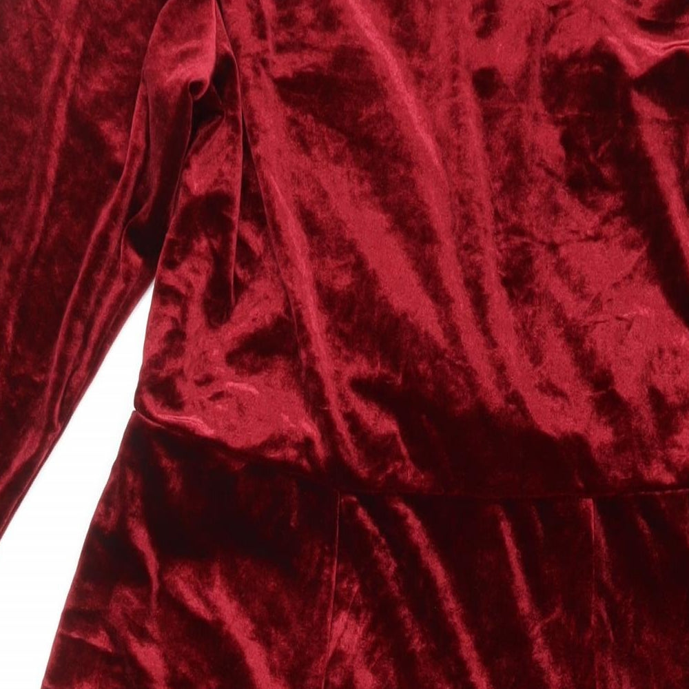 Cotton Traders Womens Red Polyester Maxi Size 14 V-Neck Pullover - Lace Detail