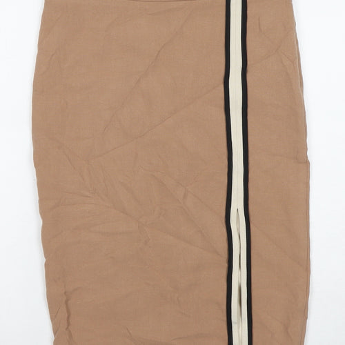 Zara Womens Brown Polyester Straight & Pencil Skirt Size XS Zip