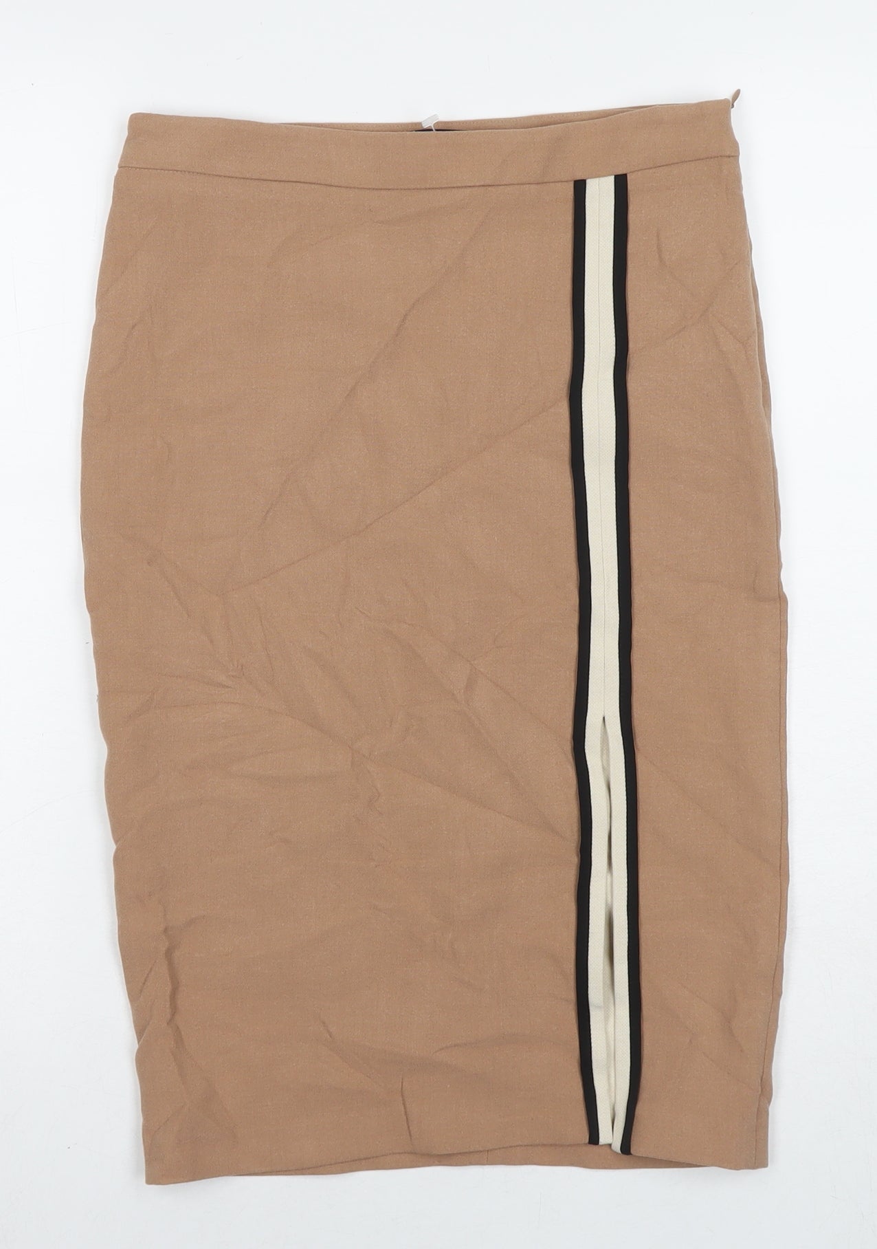 Zara Womens Brown Polyester Straight & Pencil Skirt Size XS Zip