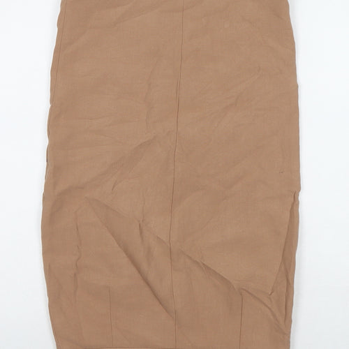 Zara Womens Brown Polyester Straight & Pencil Skirt Size XS Zip