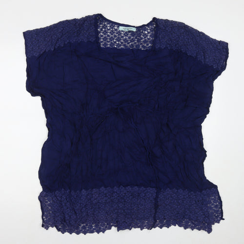 Dickins & Jones Womens Blue Viscose Tunic T-Shirt Size M Scoop Neck - Beach Cover-Up