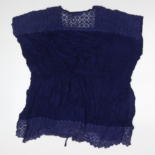 Dickins & Jones Womens Blue Viscose Tunic T-Shirt Size M Scoop Neck - Beach Cover-Up