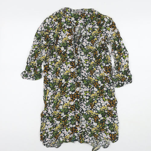 Dorothy Perkins Womens Multicoloured Floral Viscose Shirt Dress Size 10 Collared Button