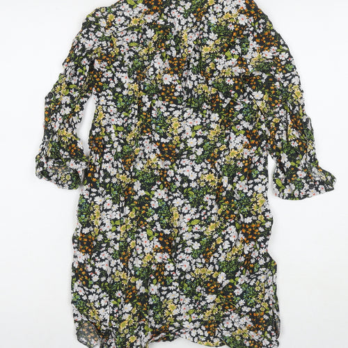 Dorothy Perkins Womens Multicoloured Floral Viscose Shirt Dress Size 10 Collared Button