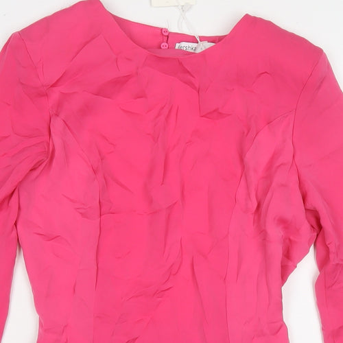 Bershka Womens Pink Polyester A-Line Size XS Round Neck Button - Shoulder Pads
