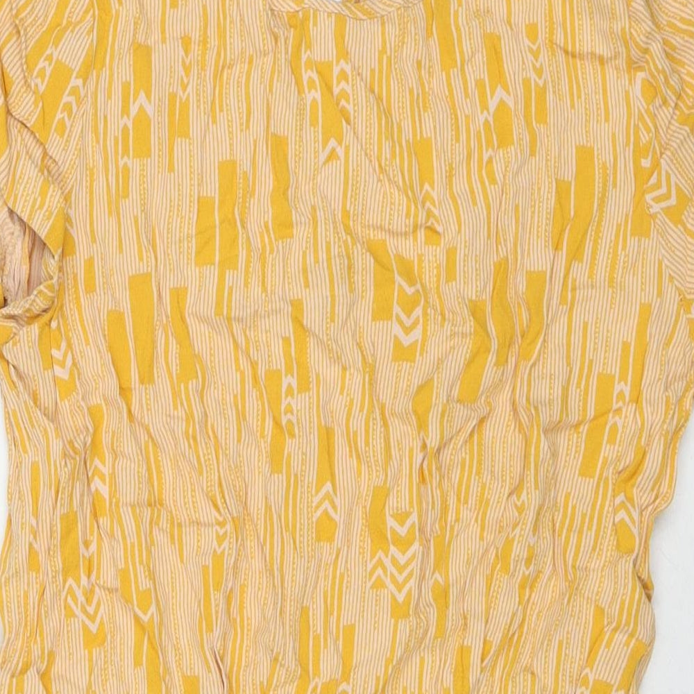 Samsøe Samsøe Womens Orange Geometric Viscose A-Line Size XL Round Neck Button - Pockets