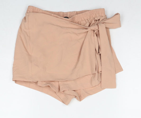 Missguided Womens Beige Polyester Hot Pants Shorts Size 10 L3 in Regular Pull On